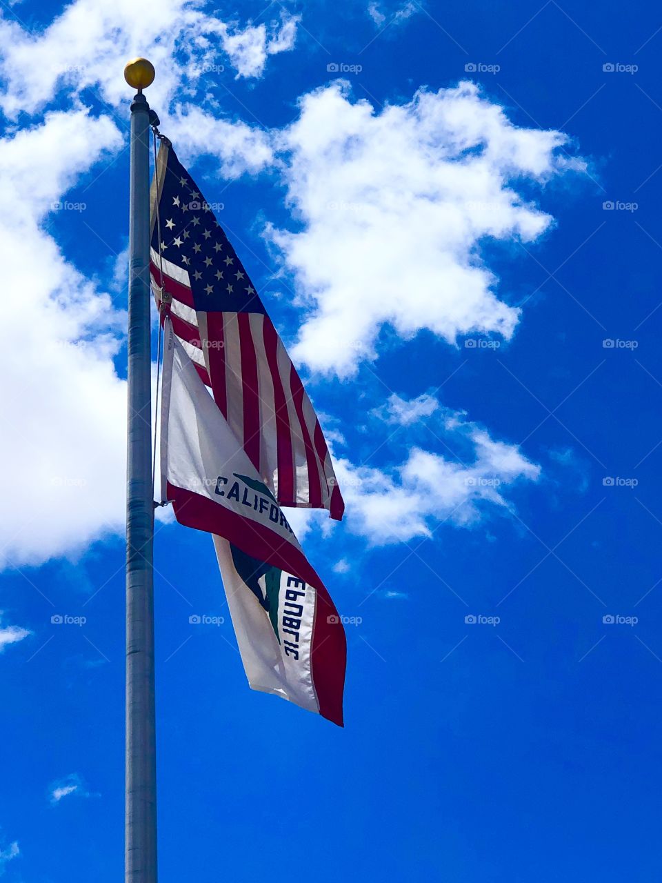 US & California Flags
