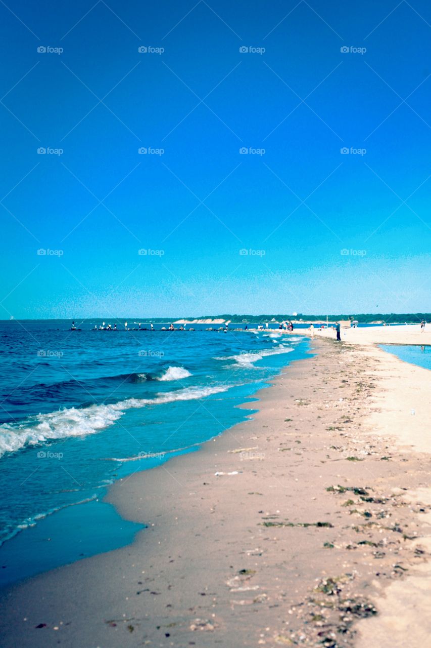 New York Sunken Meadow beach, summer, relaxation, people, swimming, sand, breeze, clear sky, day, warm, water, 