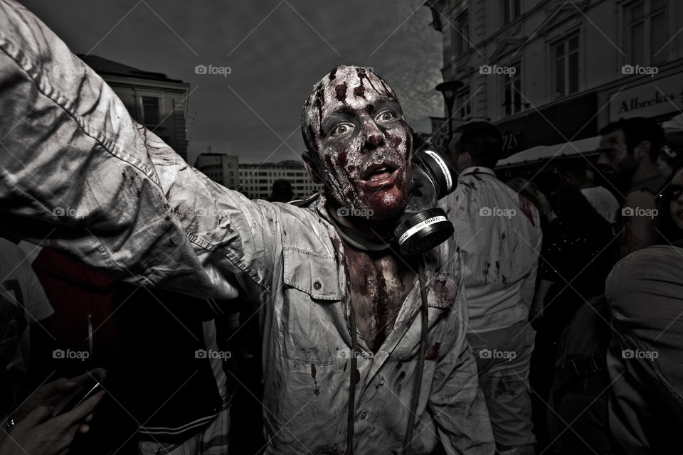 Zombie walk in Sweden. The undead took over the town of Malmö.