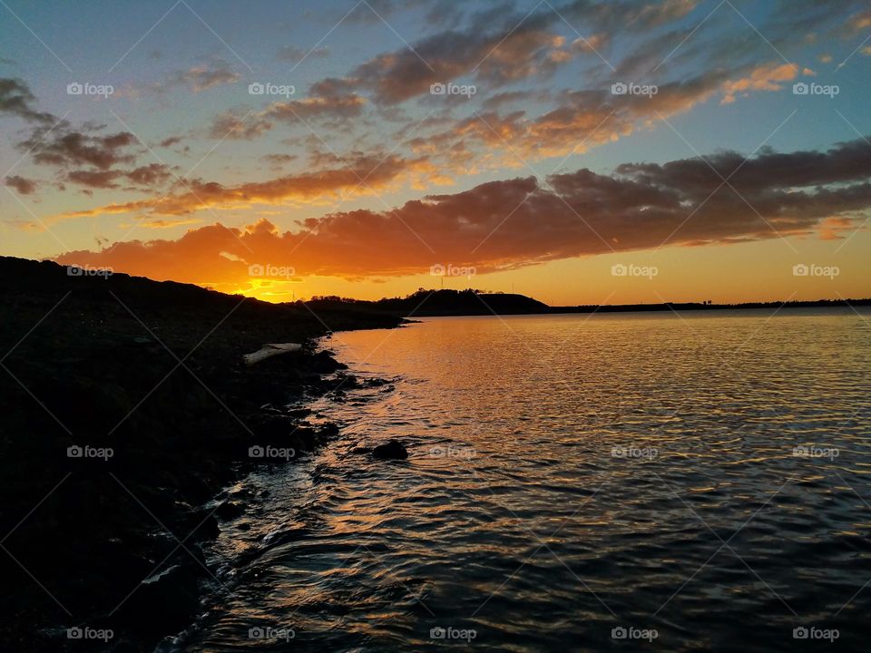 Colorful sunset at Folsom lake Colorful sunset at Folsom lake