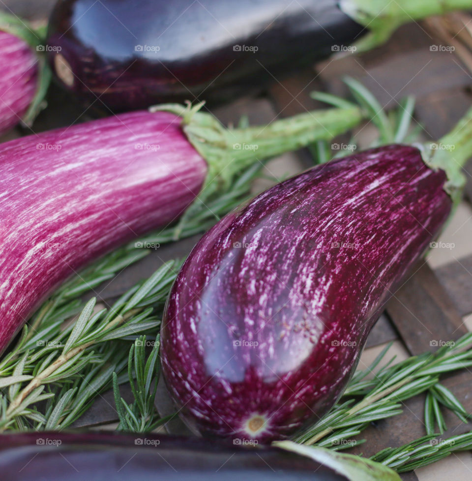 Close-up of eggplants