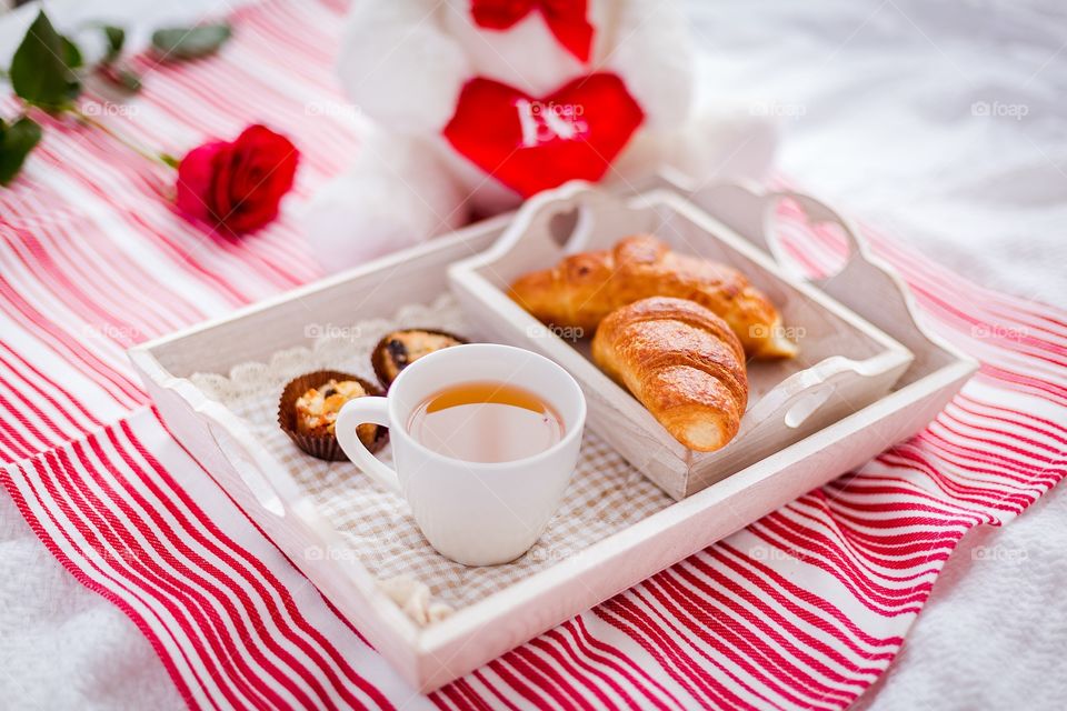 Morning breakfast in bed