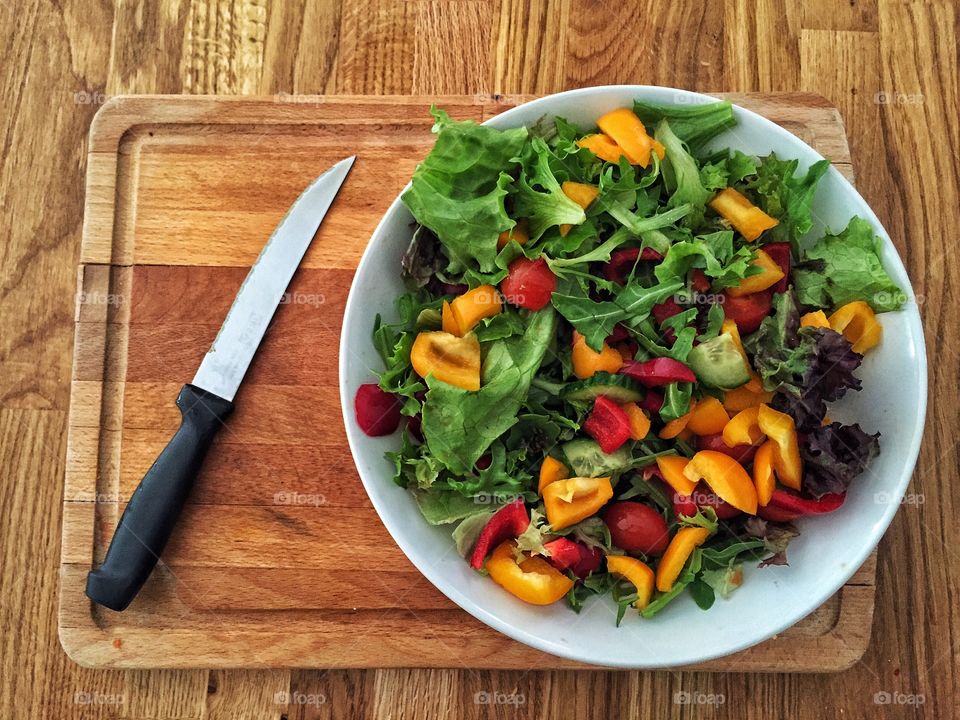 Preparing the salad