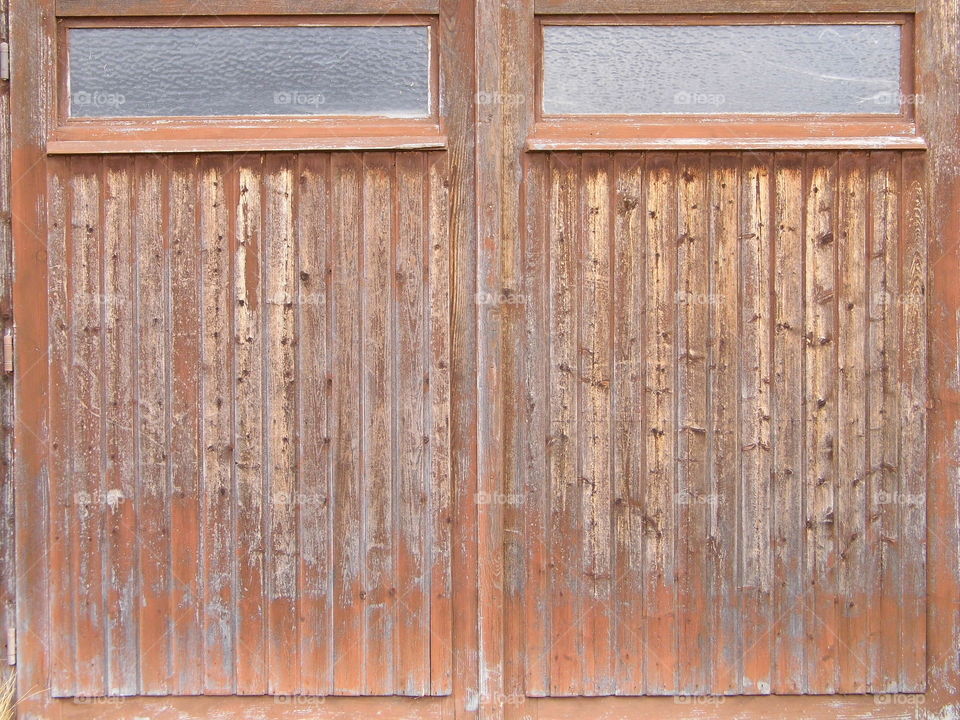 Old wooden window and double glass top rectangle