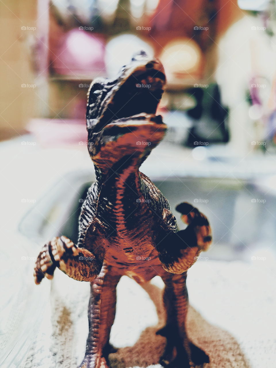 My son T-Rex's toy escaping the kitchen sink