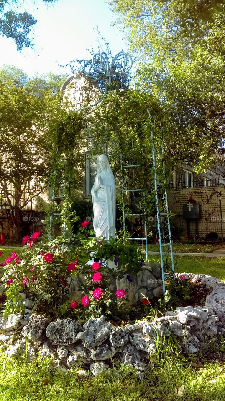 Religious garden statue