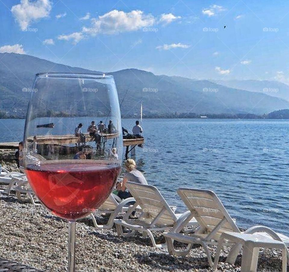 Fishermen through a glass of wine