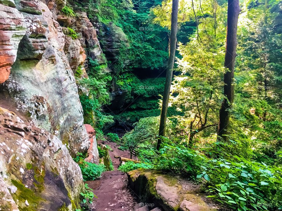 Narrow path alongside a cliff.