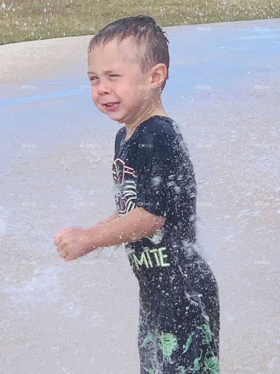 Playing at the water park 