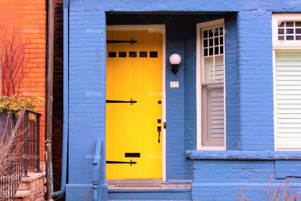 Bright yellow front door