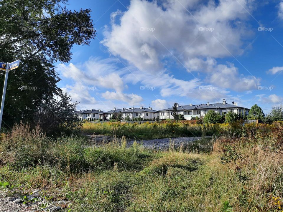 countryside landscape with nice clouds