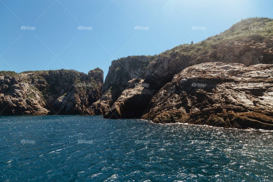 Praia com paisagem linda e fantástica no Brasil, na região do Lagos no Rio de Janeiro, em Arraial do Cabo