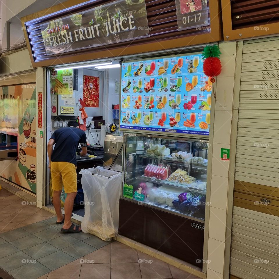 Fruit juice stall at Pasir Ris