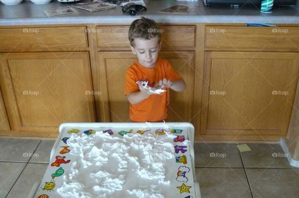 Playing in foam