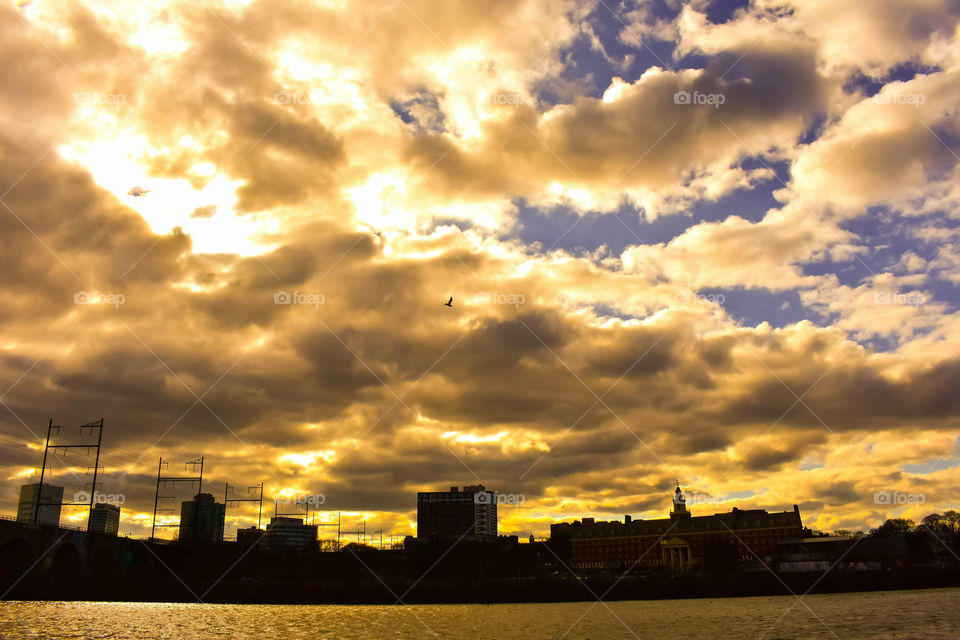 New Jersey Skyline Under The Clouds