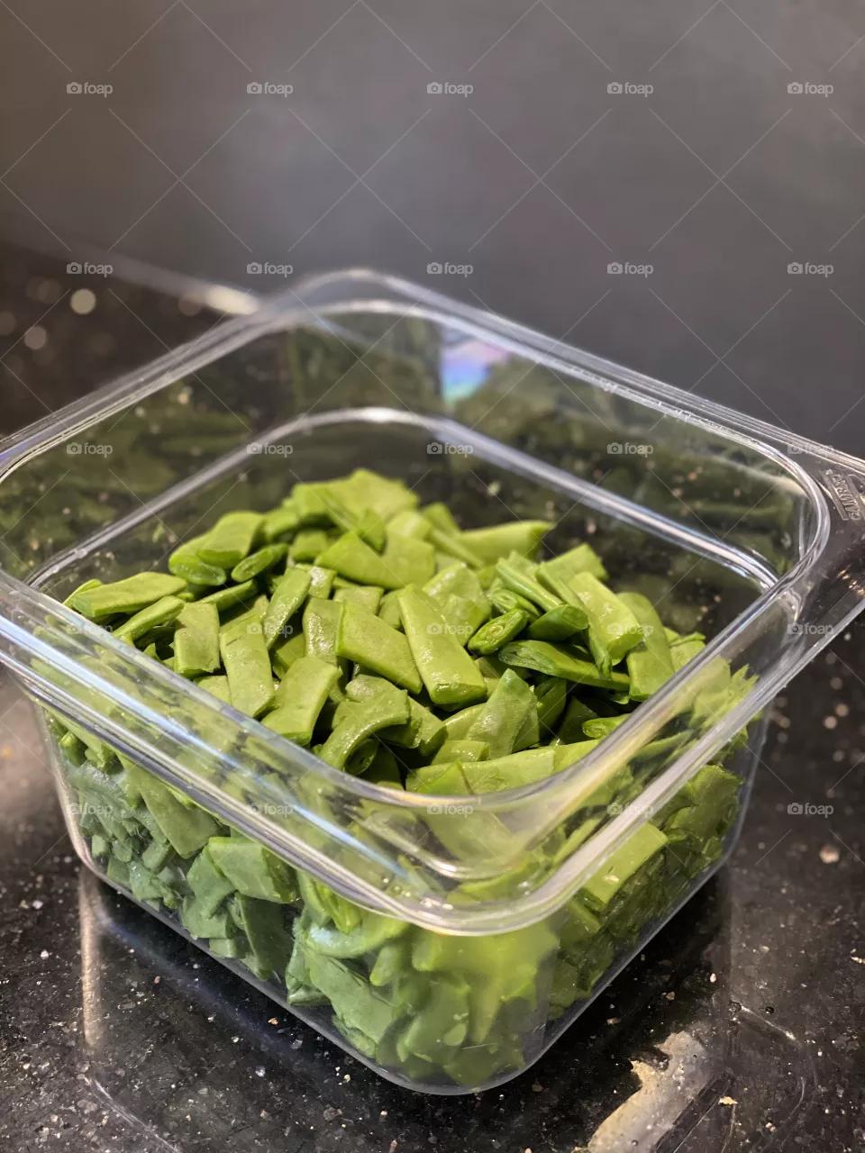 Green beans prepared for cooking
