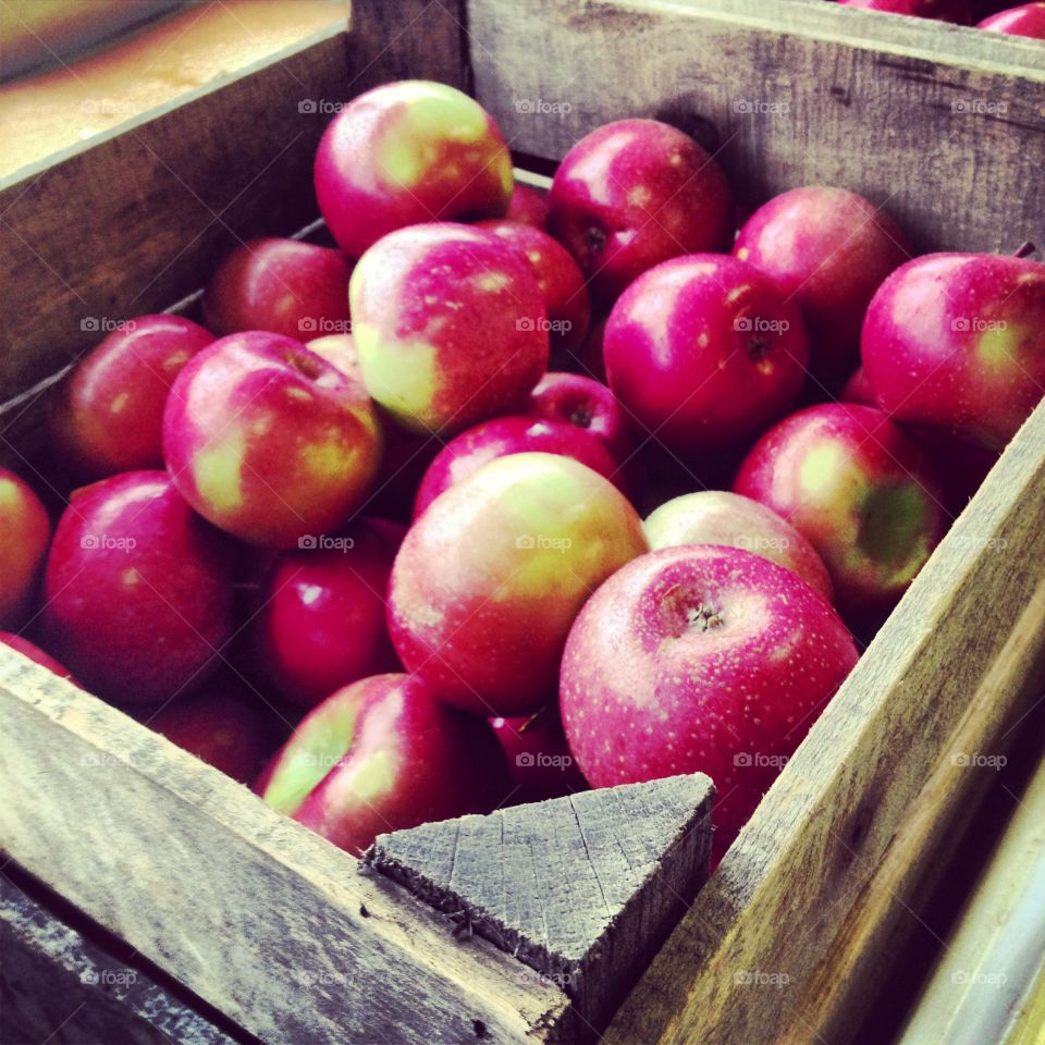 Apples in a box. 