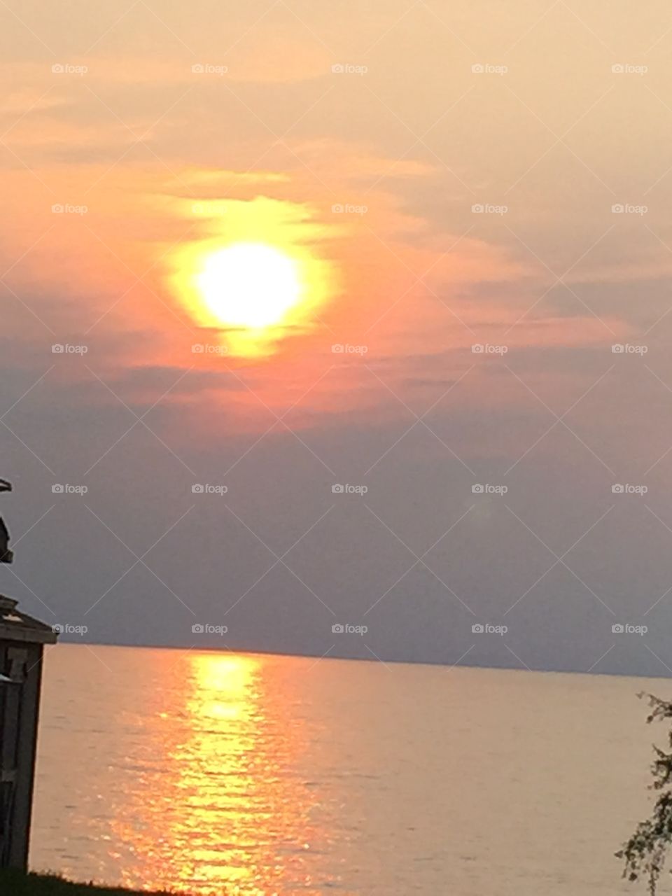 Sun Setting over Lake Erie. Taken June 2015 from the beach in Mentor, Ohio at sunset