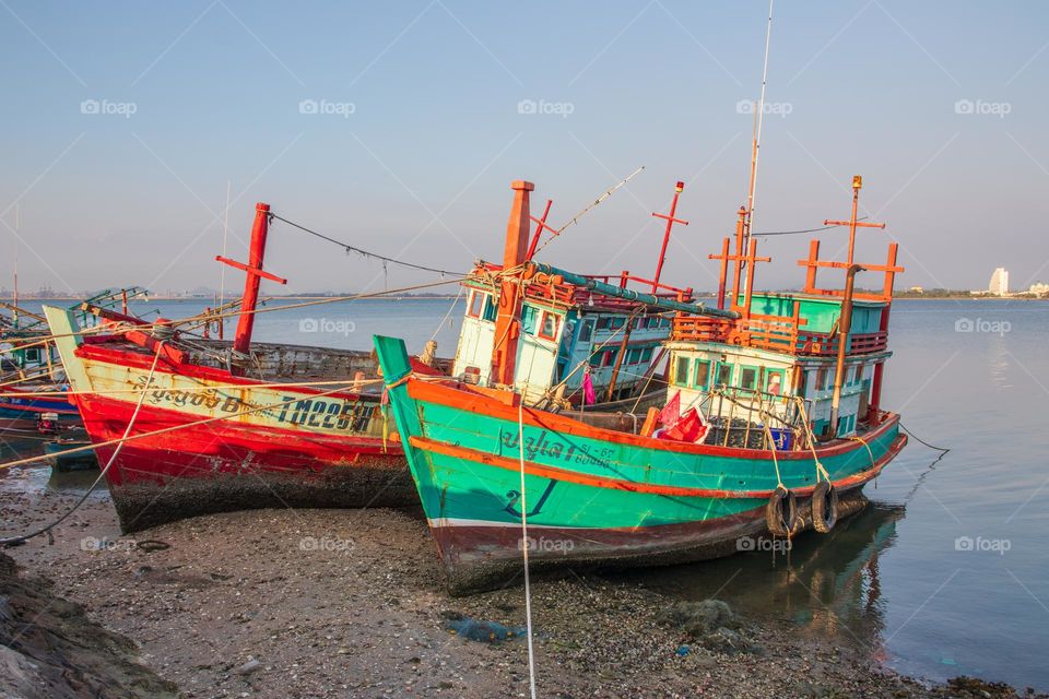 Thai Fisherman's Boats at a Fishing Pier in Thailand Southeast Asia