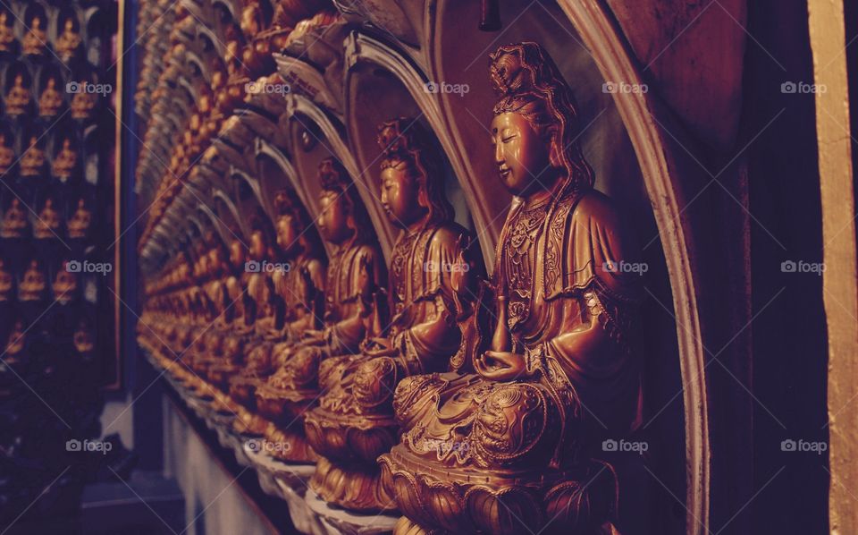 Buddha statues in a row 