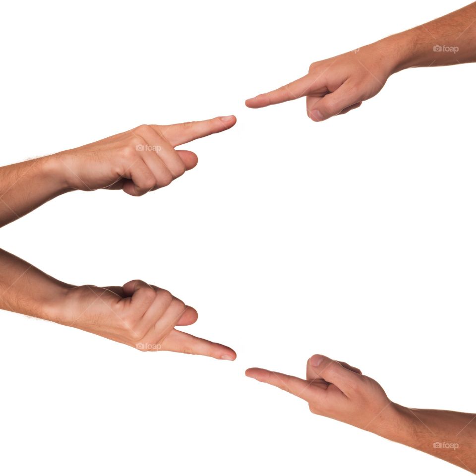 finger pointing to the pointing hand making handy point pattern