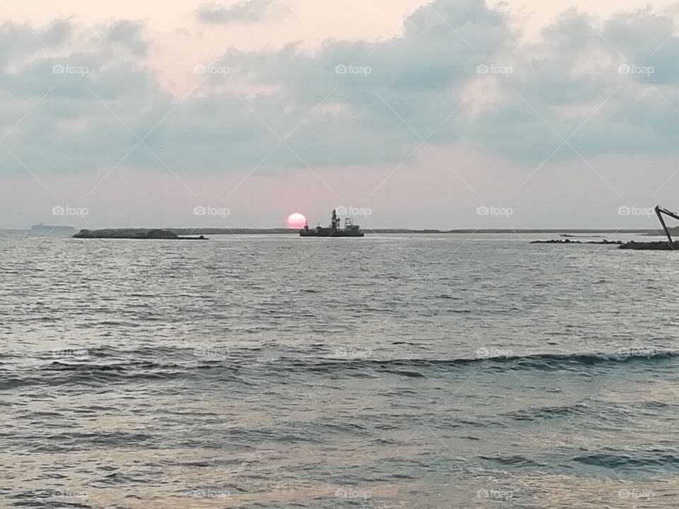 Sunset near the harbour