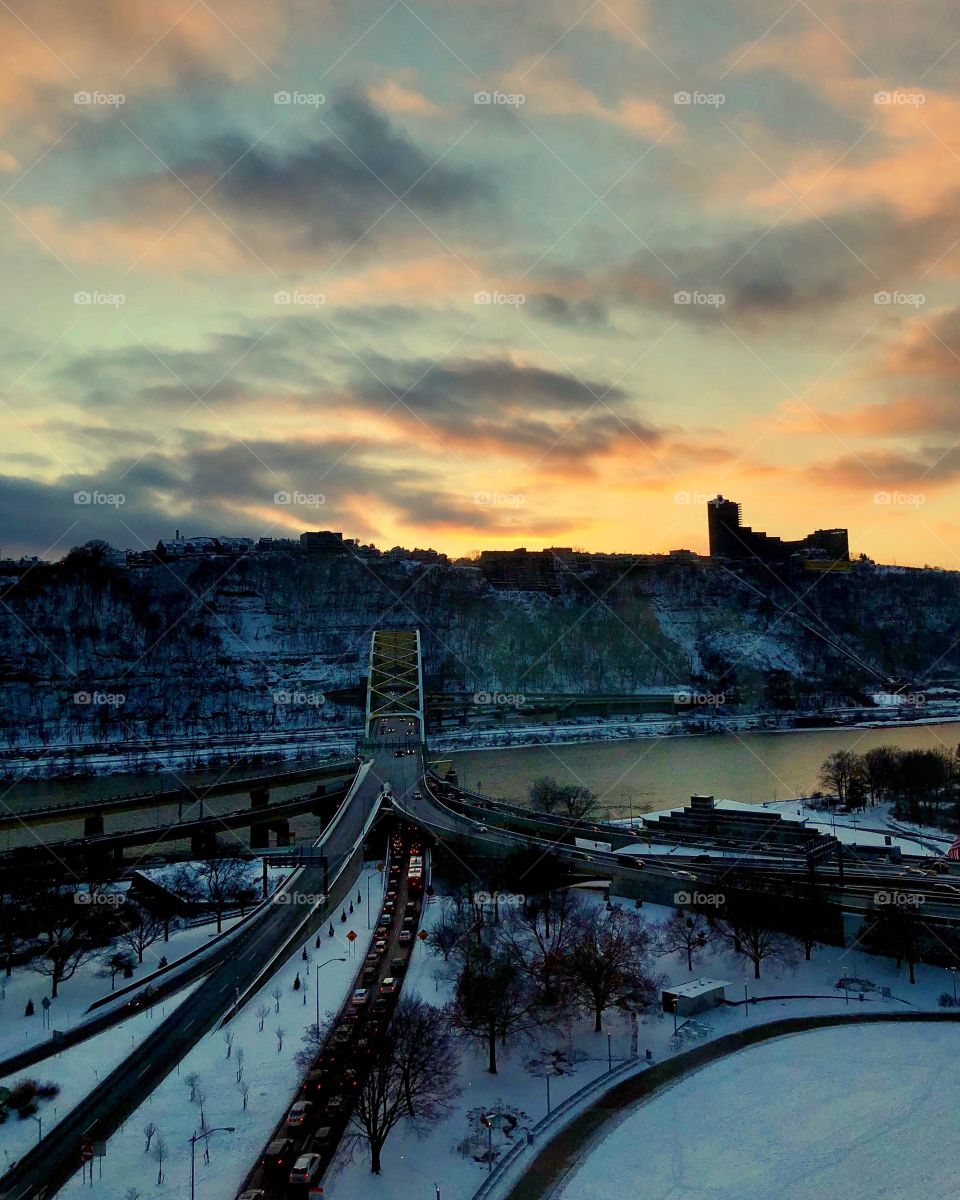 Wintry sunset in Pittsburgh