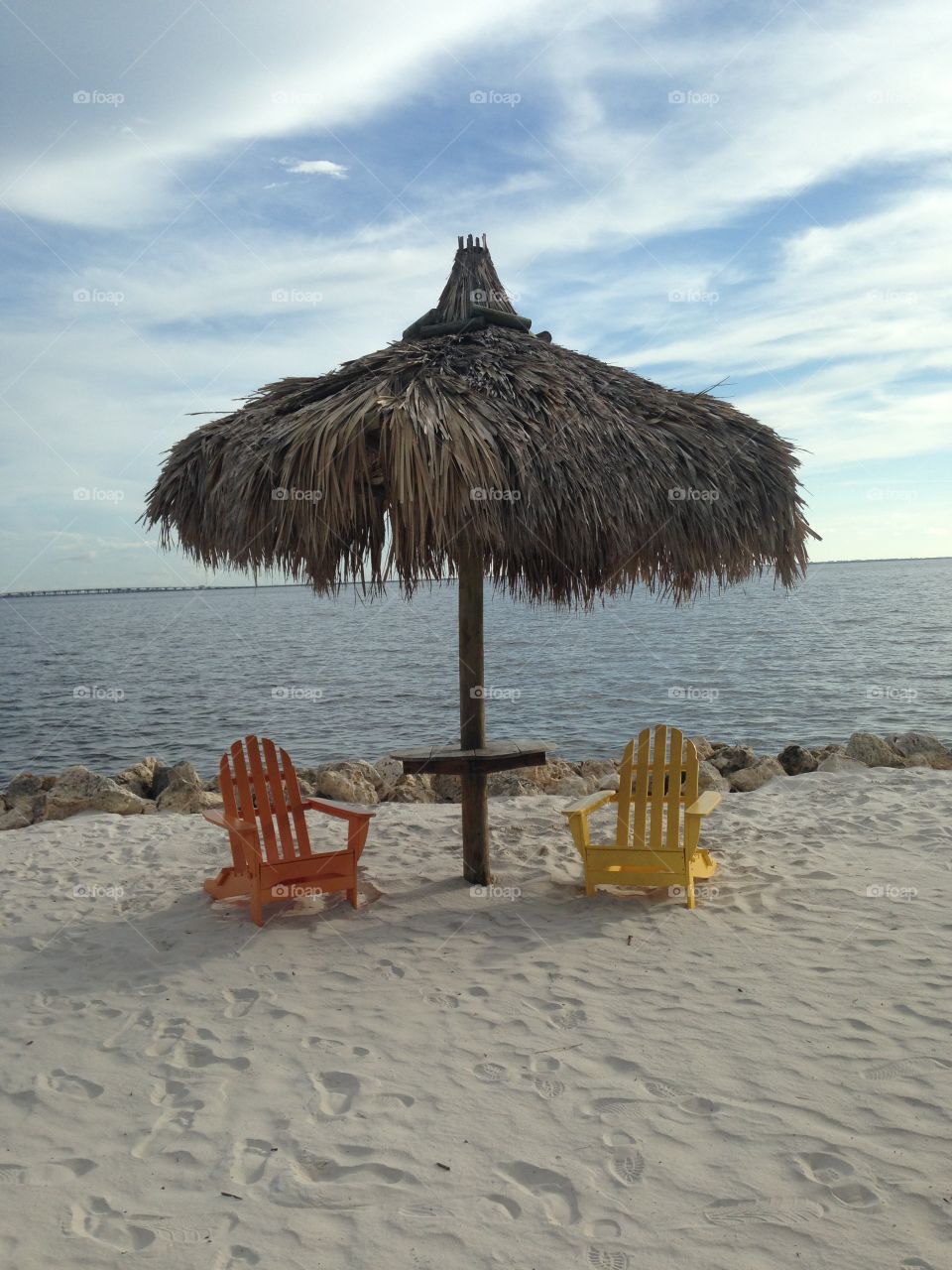 Lounge chair sandy beach