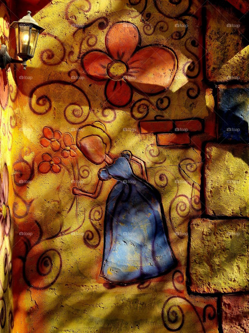 Colored painting on the wall.