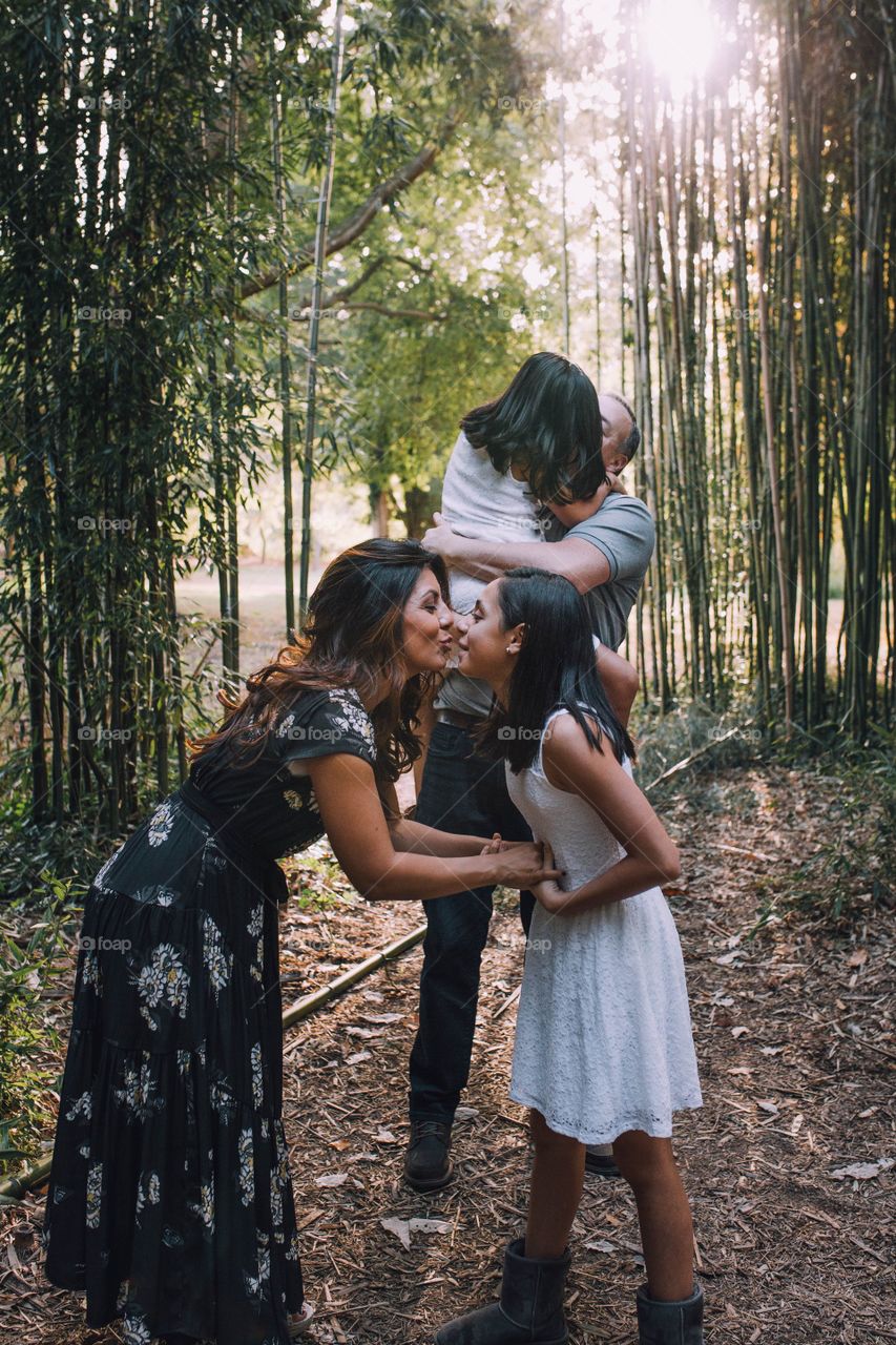 Family at a bamboo forest