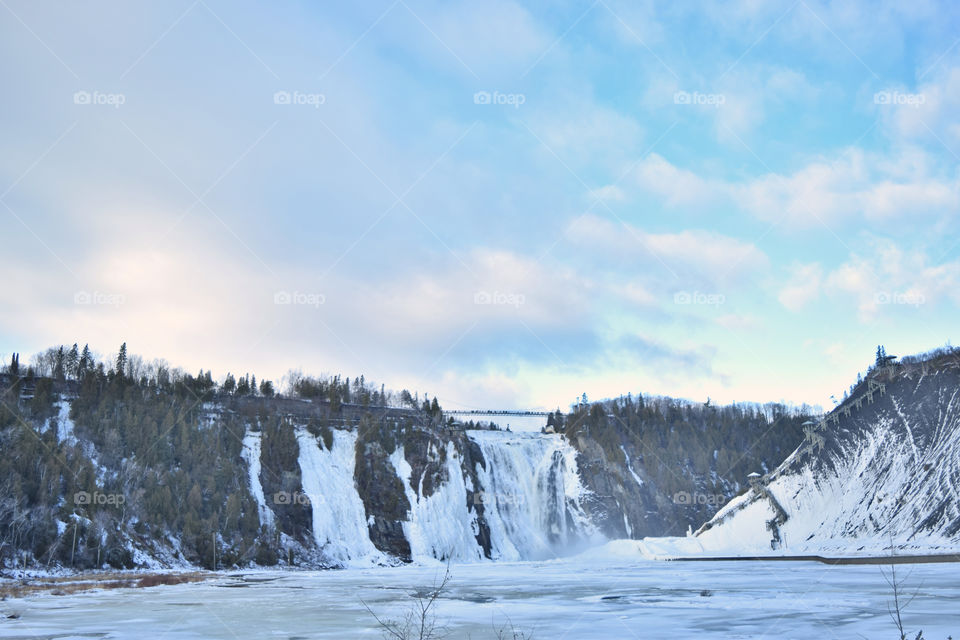 Winter and freezing waterfall. Cold and ice moment are really perfect match for winter here in Canada. :)