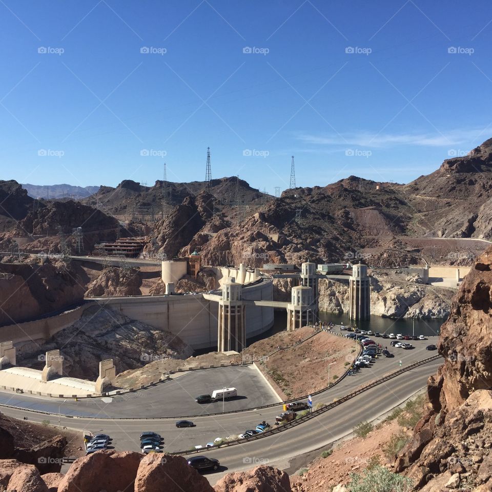 Hoover Dam. Hoover Dam, there is a a Nevada side which this photo was taken, there is also the Arizona side to the Hoover Dam.