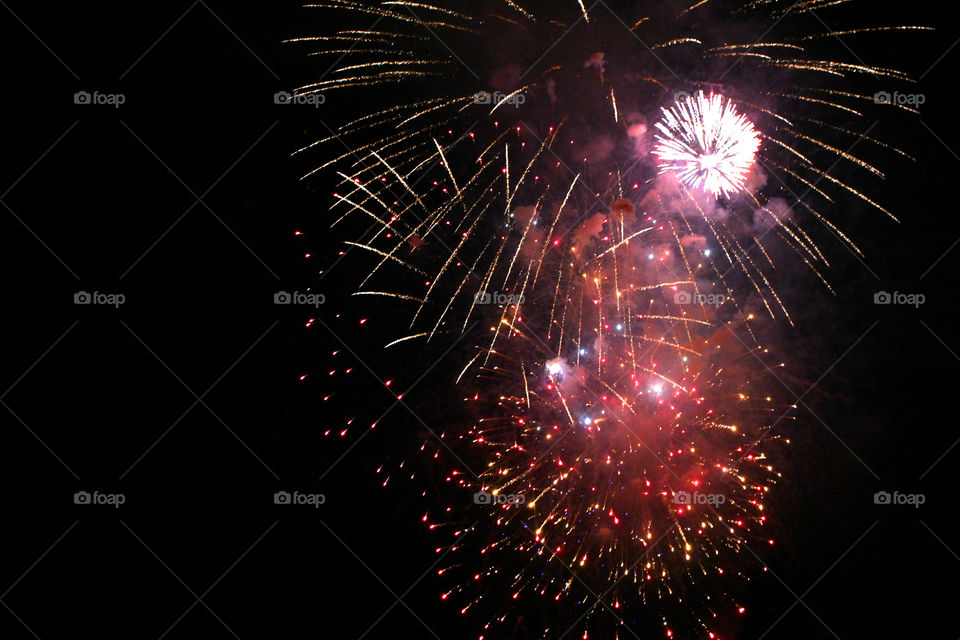 Fireworks, holiday, lights, flicker, splash, celebration, joy, sky, black sky, bright lights against the black sky, night, summer, night sky,
Bright lights of the salute against the black sky