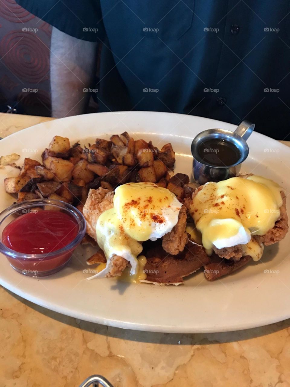 Eggs Benedict on Chicken and Waffles