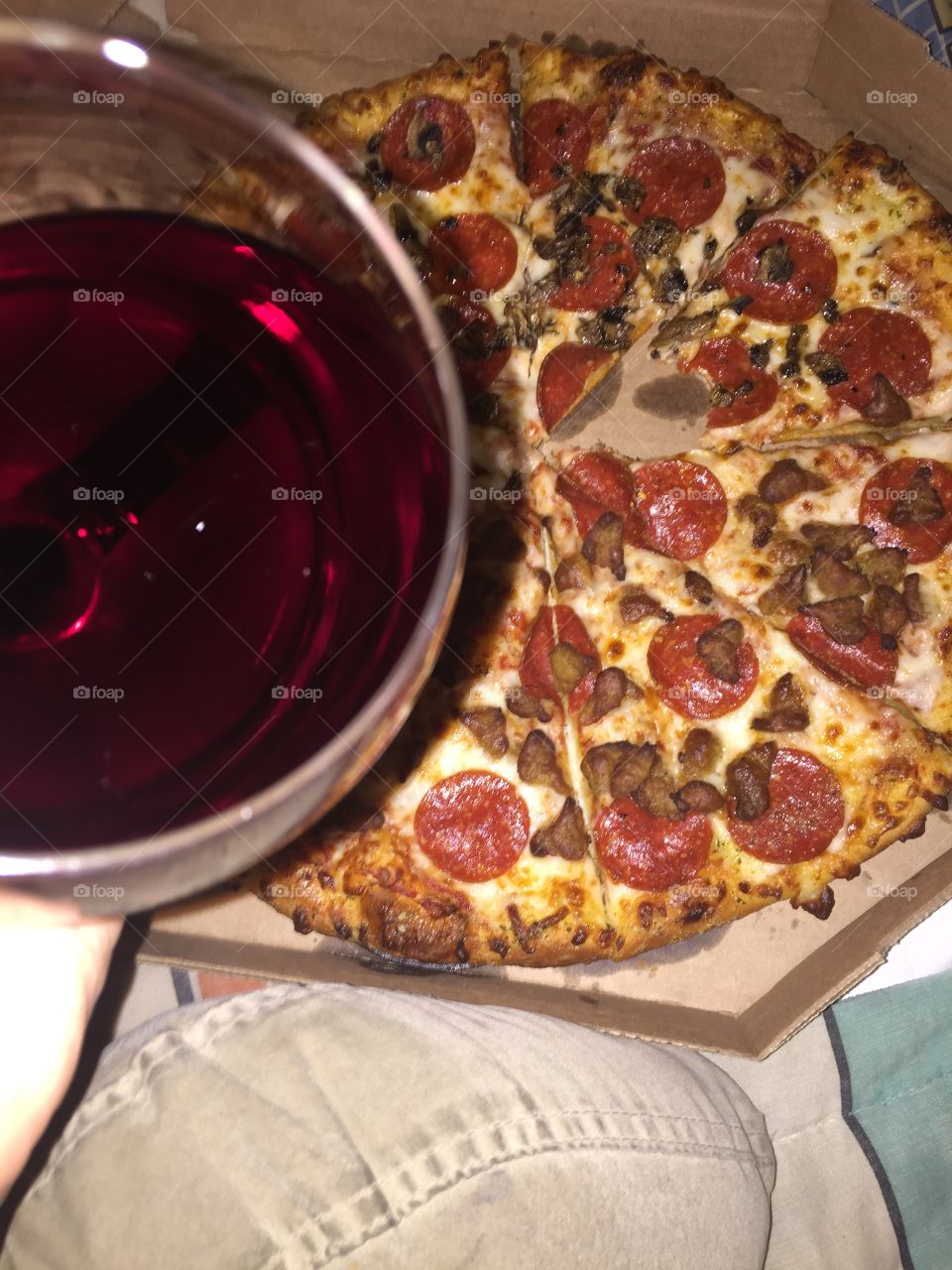Wine and pizza night. 