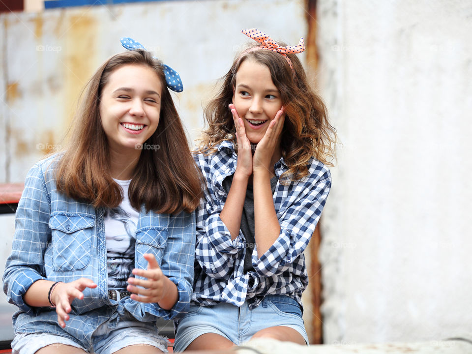 Two laughing girls 