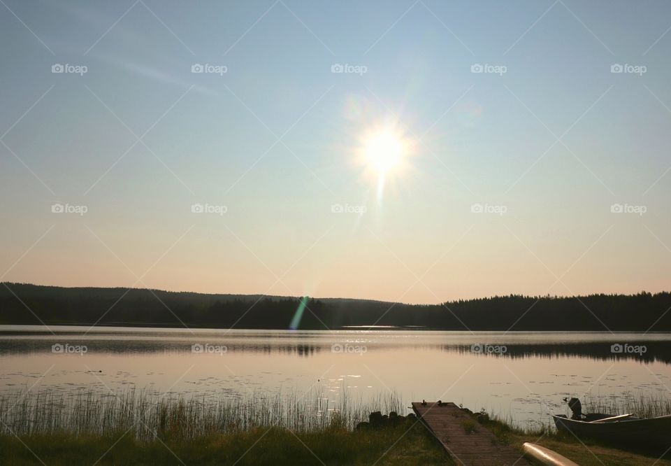 Landscape from lake with morning sun