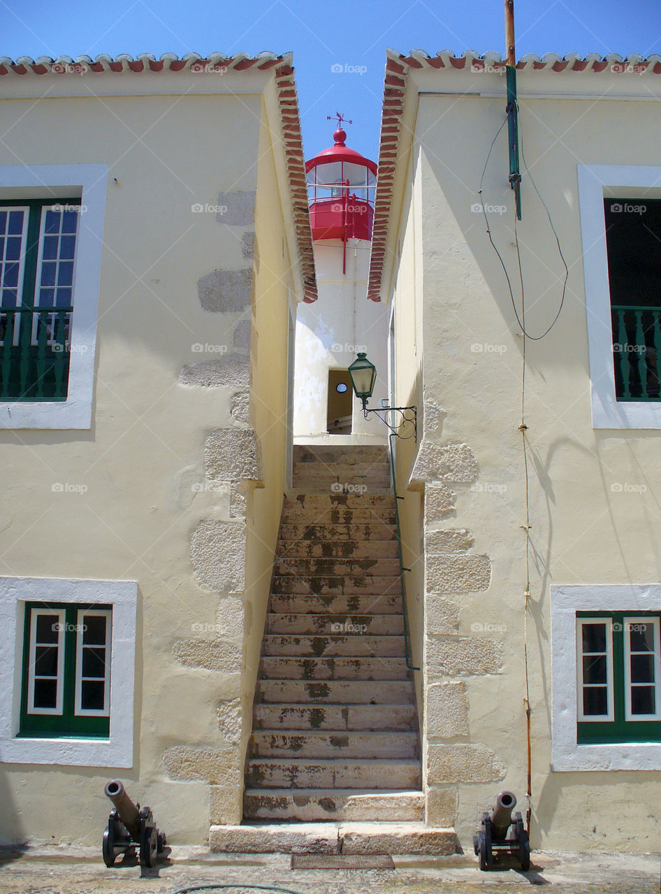 Staircase to the main causeway, Fortress of São Sebastião, city of São Tomé, São Tomé & Principe