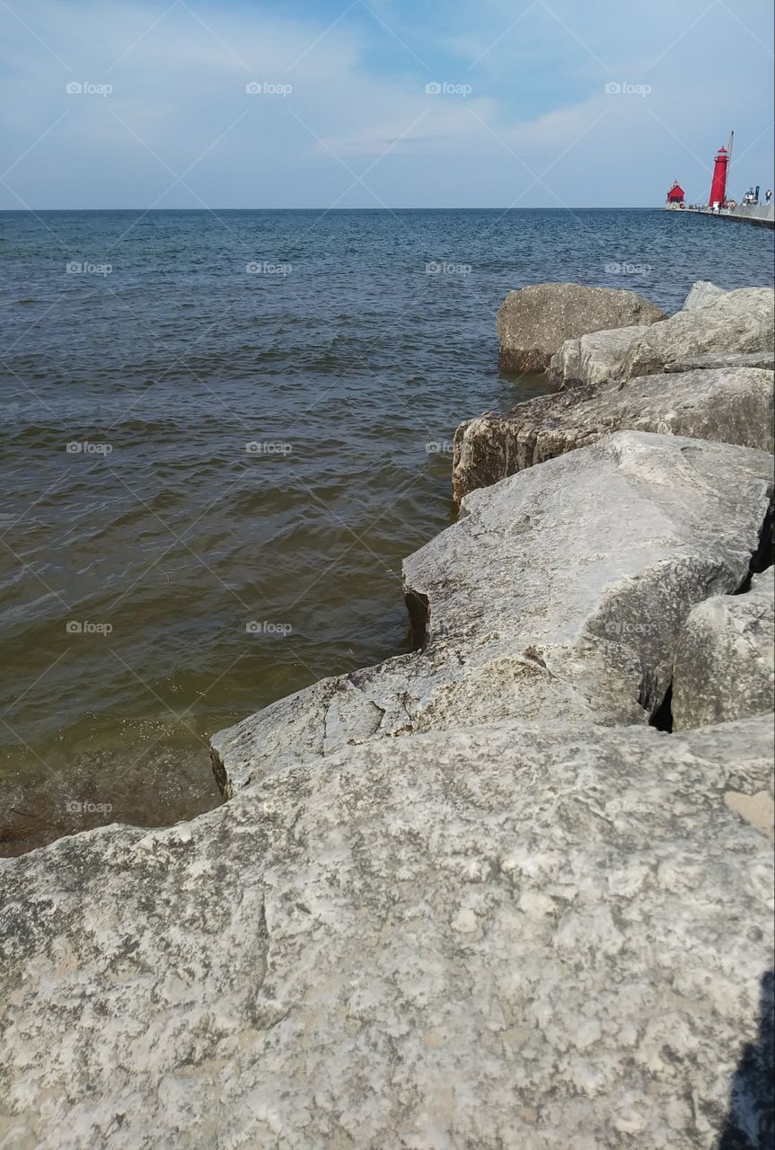 y on Lake Michigan pier