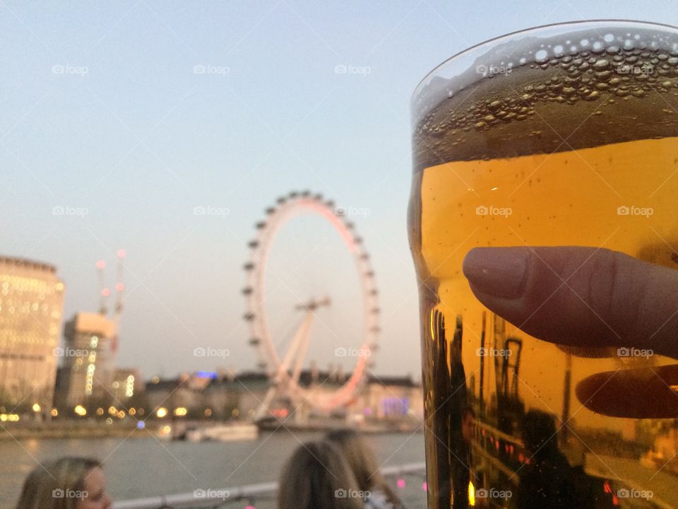Cheers London eye view and a beer