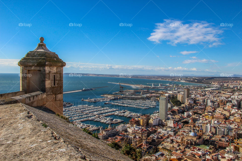 View of Alicante harbor from the Castle 