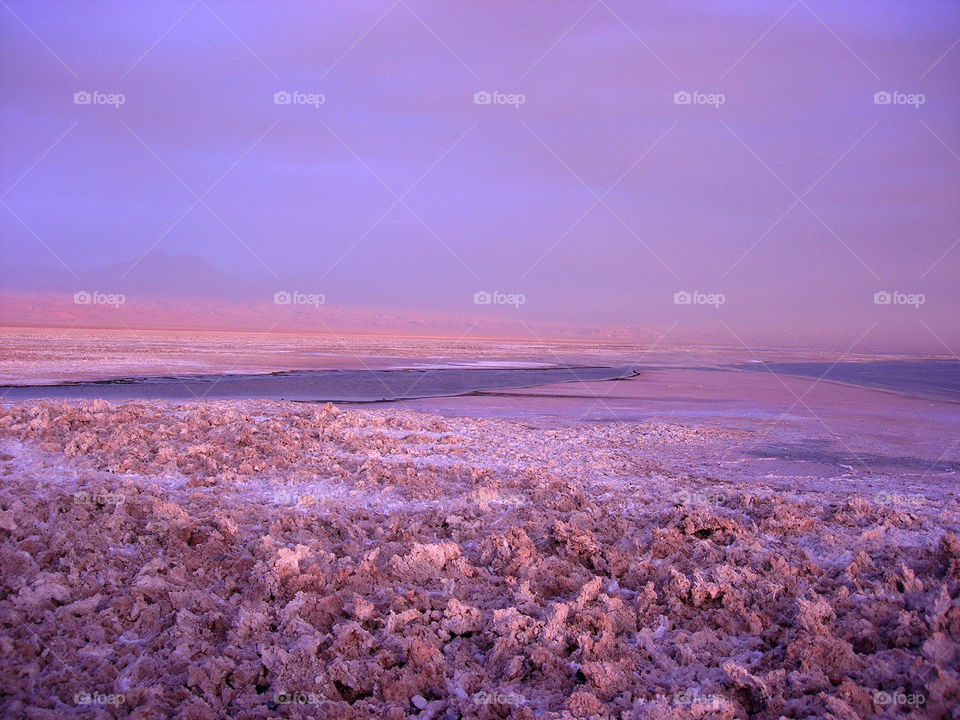 Atacama pink desert under a blue sky