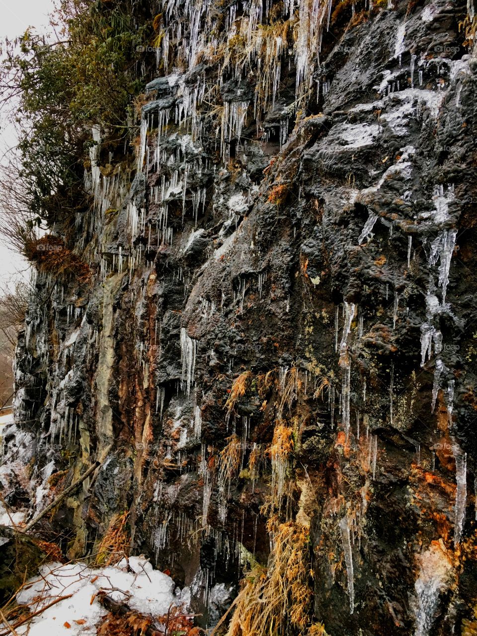 Frozen rock face bear Highlands, NC