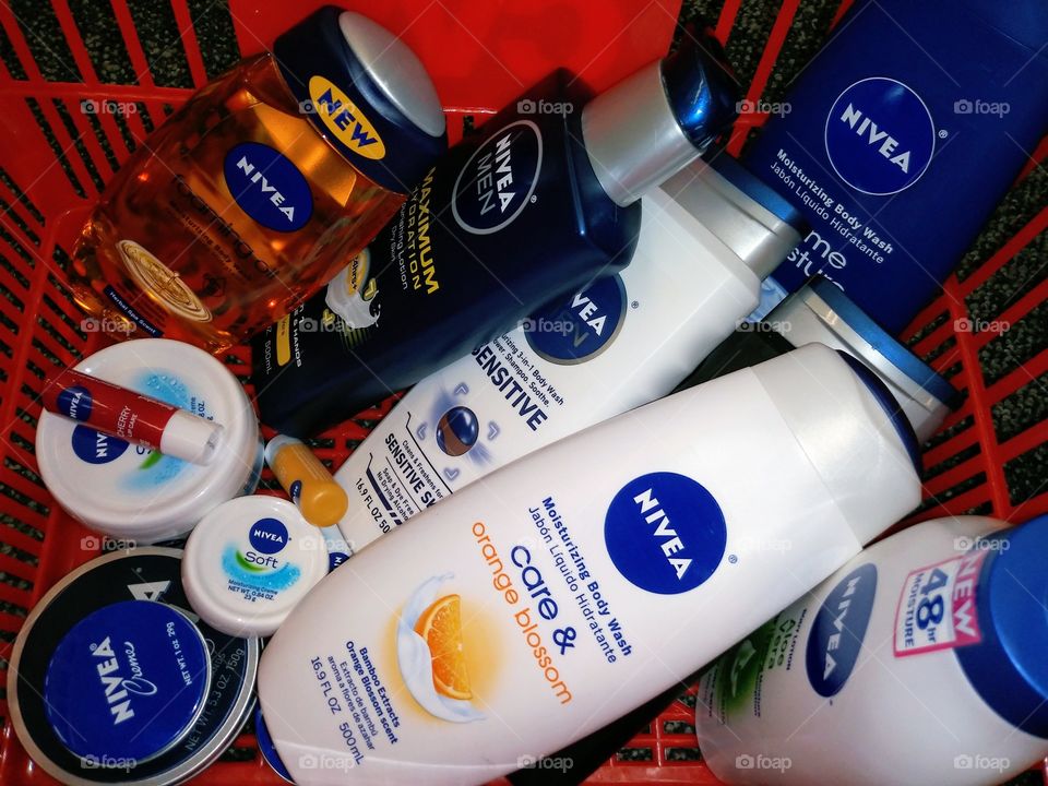 Nivea products in shopping basket