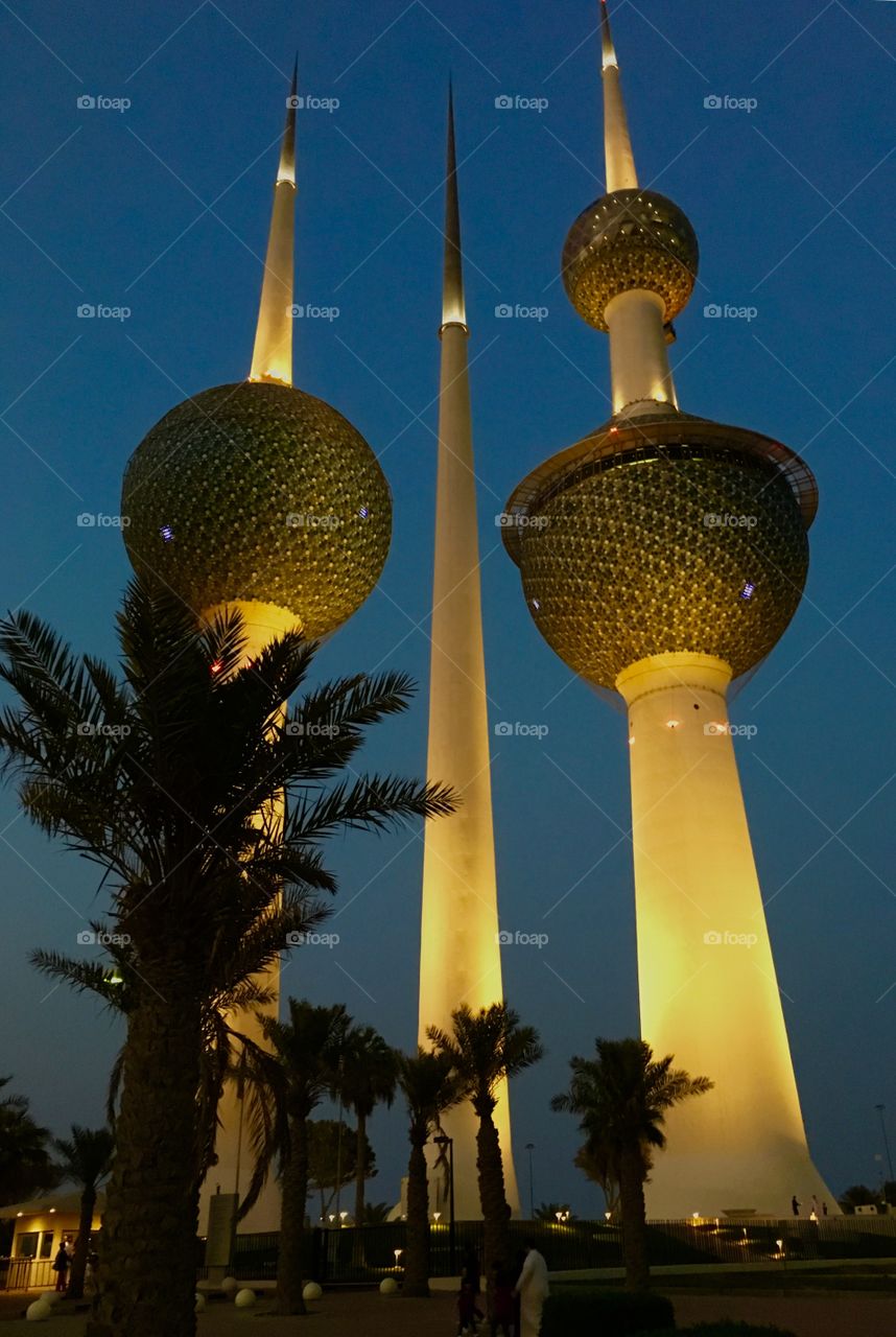 Kuwait Towers in the Arabian Gulf Road in the Sharq District