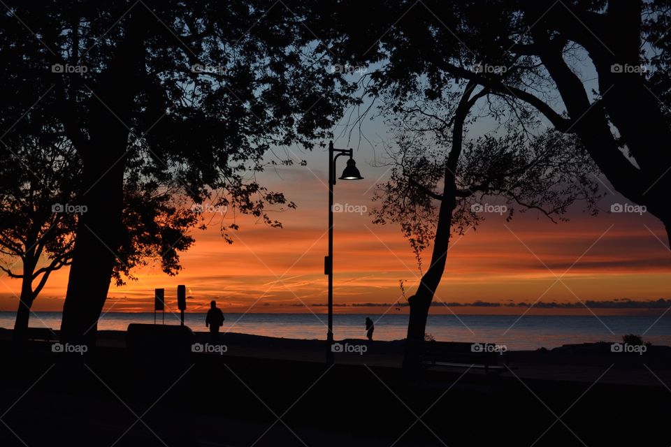 Silhouette of people at beach during sunrise