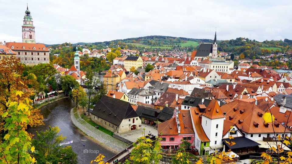 Cesky krumlov city. Cesky krumlov city and river