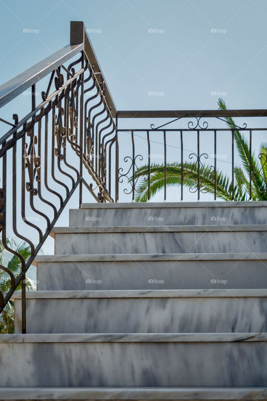 Marble staircase with railing