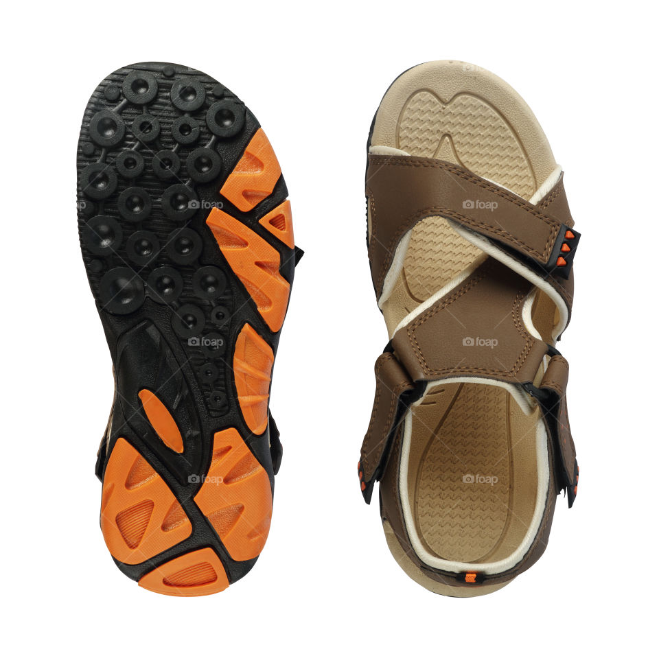 Pair of men's sandal, top and sole view