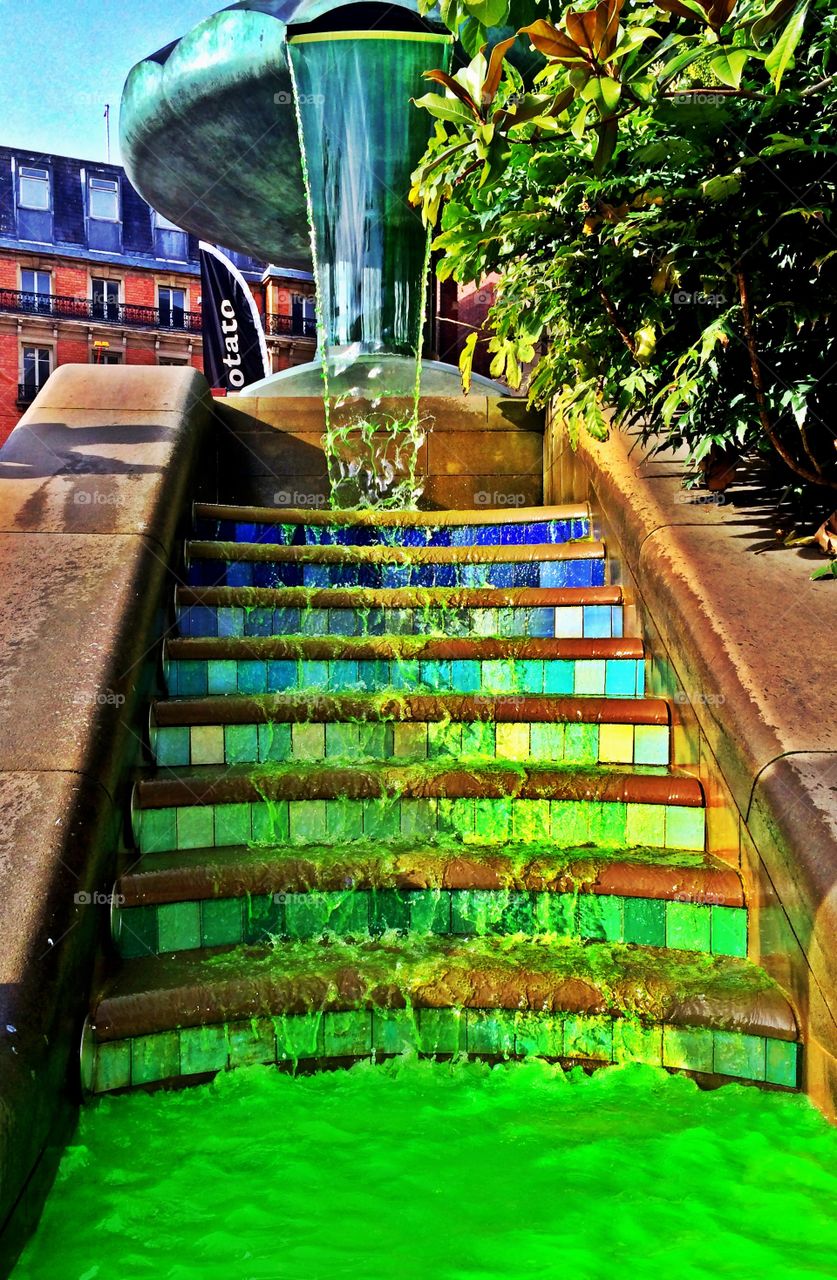 Green waterfall fountain
